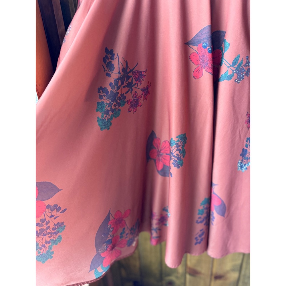 Modcloth Floral Midi Skirt Orange Brown botanical Womens size Small boho - Picture 3 of 4